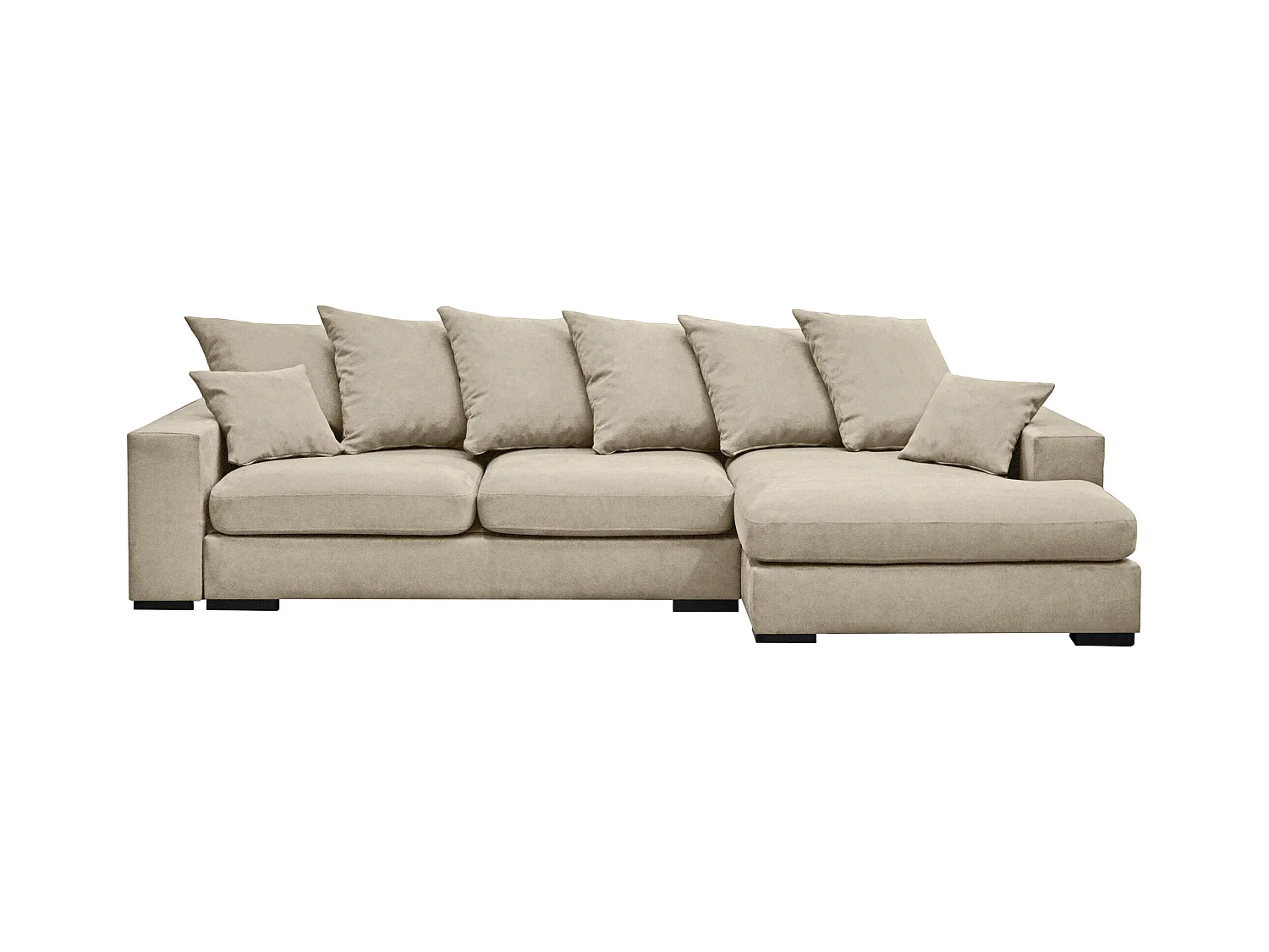 Canapé d'angle avec fonction couchage et coffre de lit, Canapé forme L, Canapé forme L tissu Gabon Riviera Droite Beige Clair