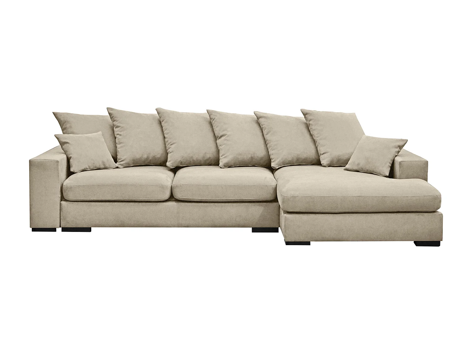 Canapé d'angle avec fonction couchage et coffre de lit, Canapé forme L, Canapé forme L tissu Gabon Riviera Droite Beige Clair