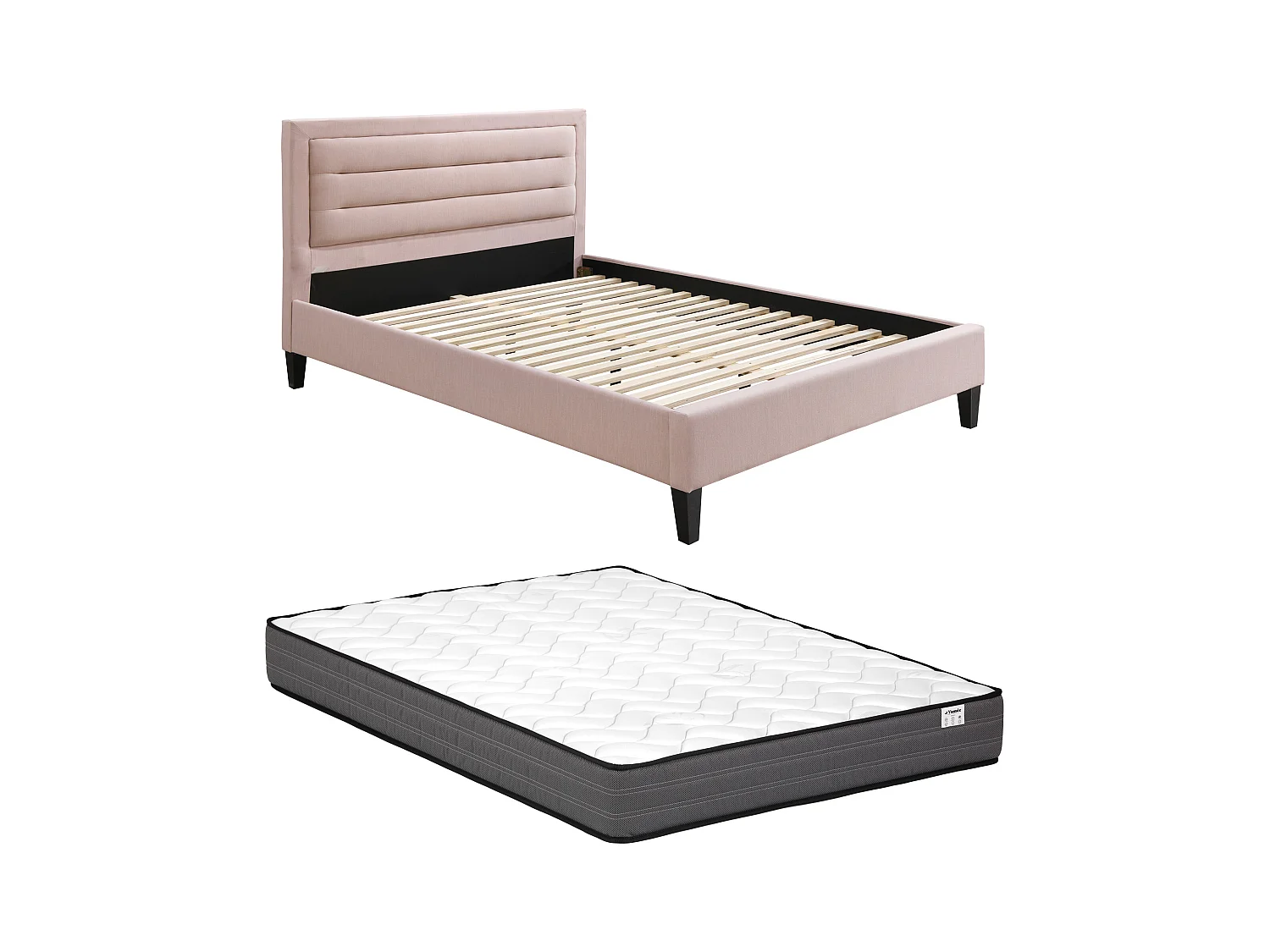 Letto 140 x 190 cm con testata rosa - Rosa + Materasso - MACHUPIO