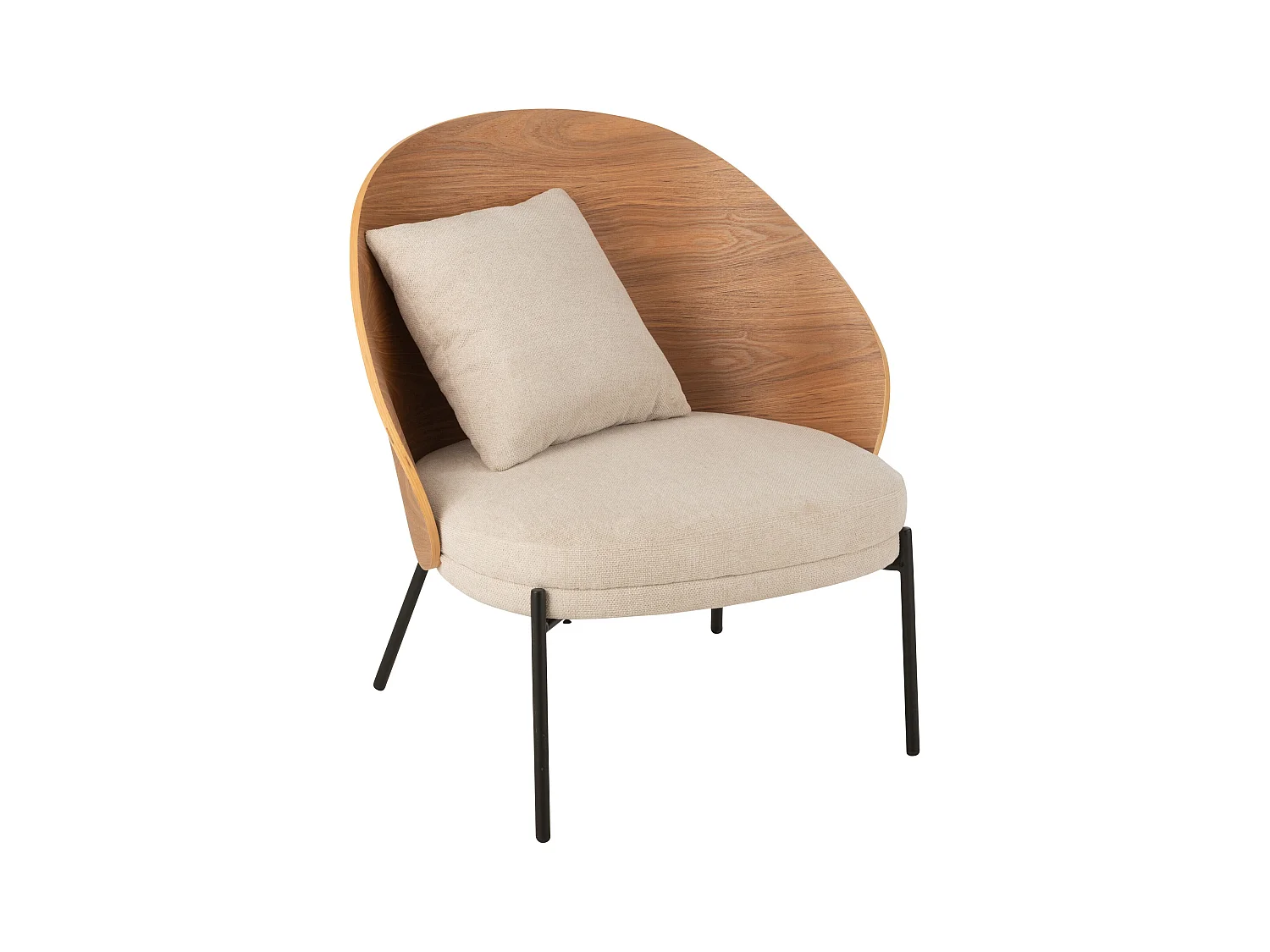 Fauteuil Lounge Design "Lone" 81cm Naturel & Beige