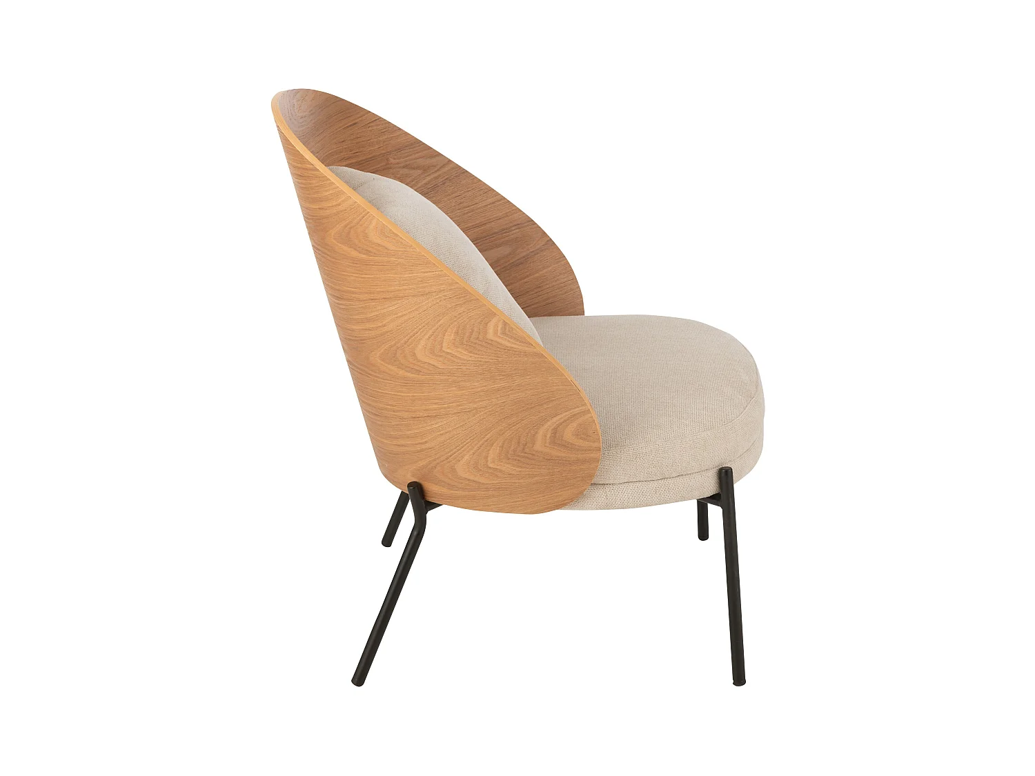 Fauteuil Lounge Design "Lone" 81cm Naturel & Beige