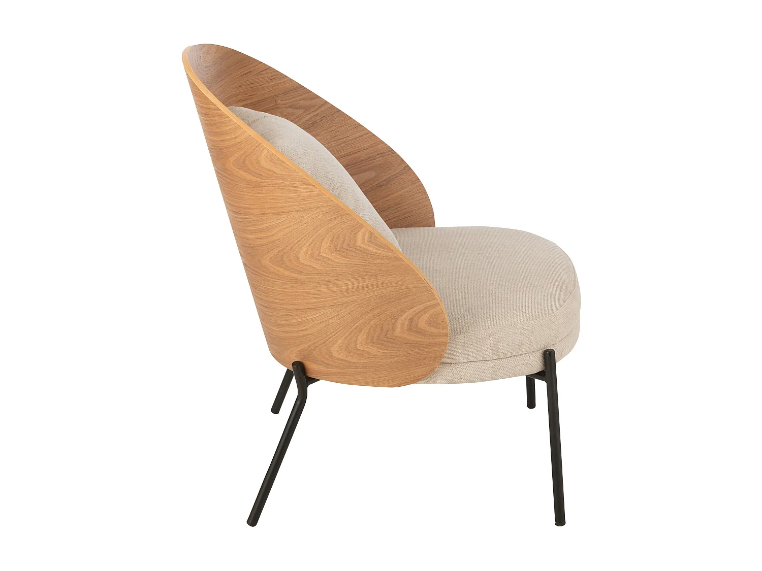 Fauteuil Lounge Design "Lone" 81cm Naturel & Beige