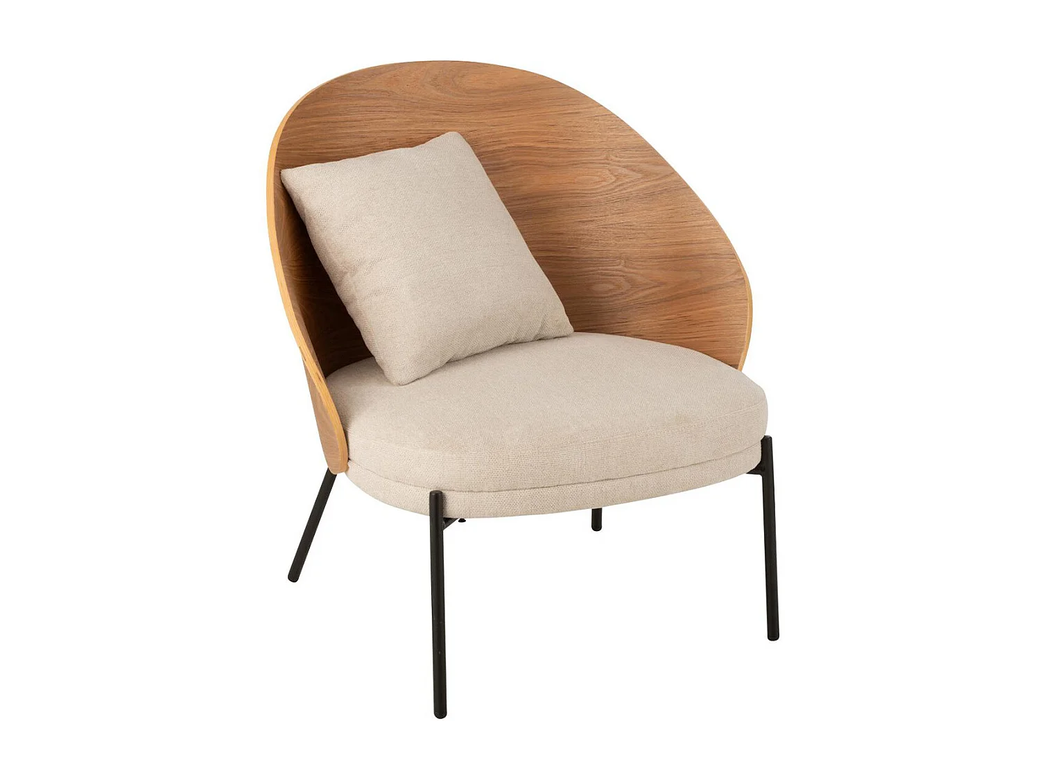Fauteuil Lounge Design "Lone" 81cm Naturel & Beige