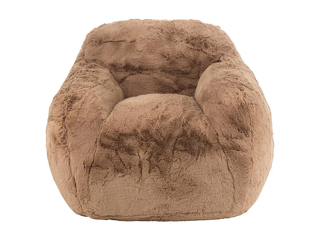 Sillón de diseño Kuty - Lujo y suavidad con efecto felpa-Color Marrón claro