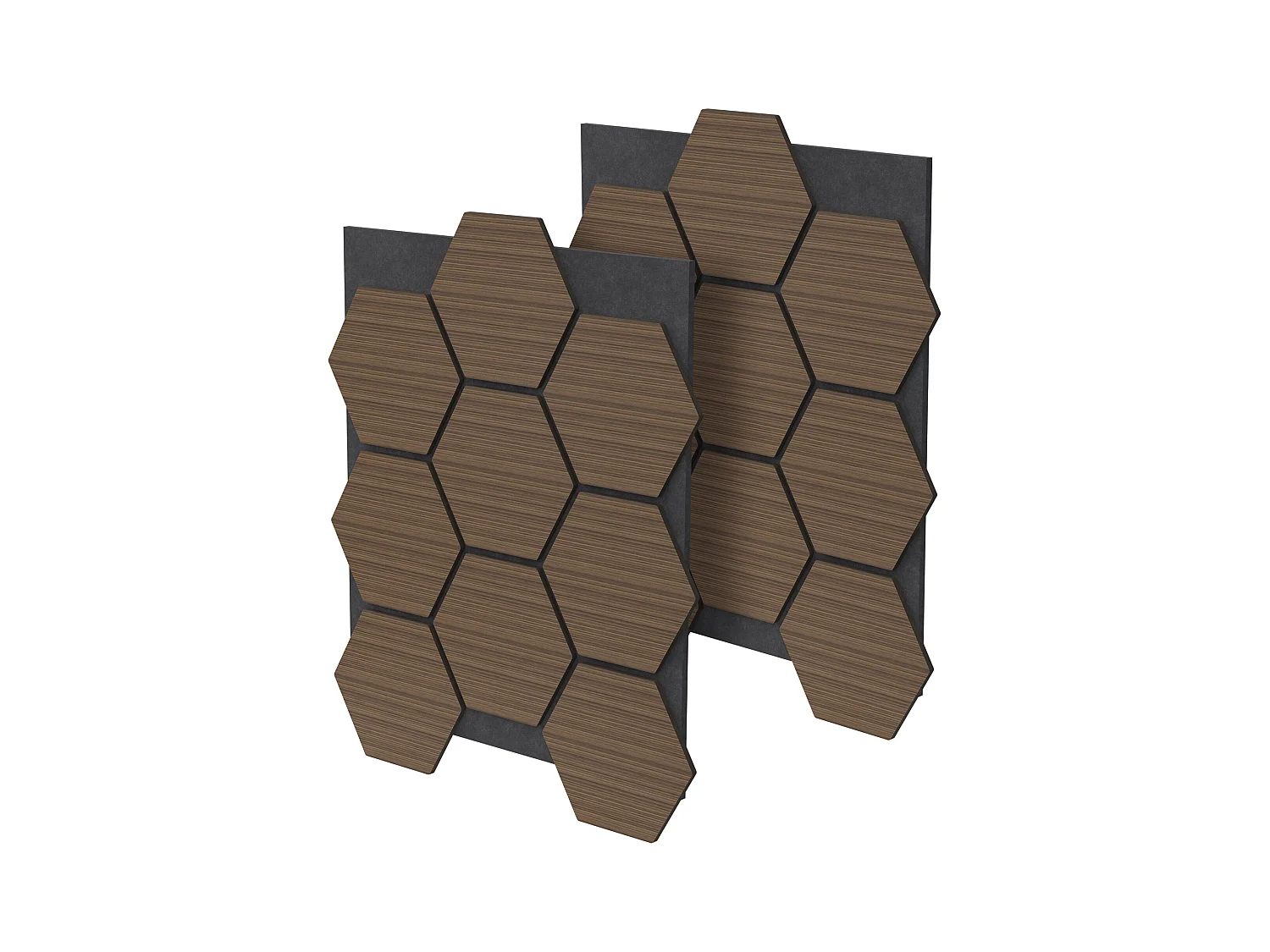 Lot de 2 panneaux acoustiques 66x81x2cm 1m² motif bois brun hexagonal MDF isolation sonore dalle phonique insonorisante cloisons murales anti-bruit