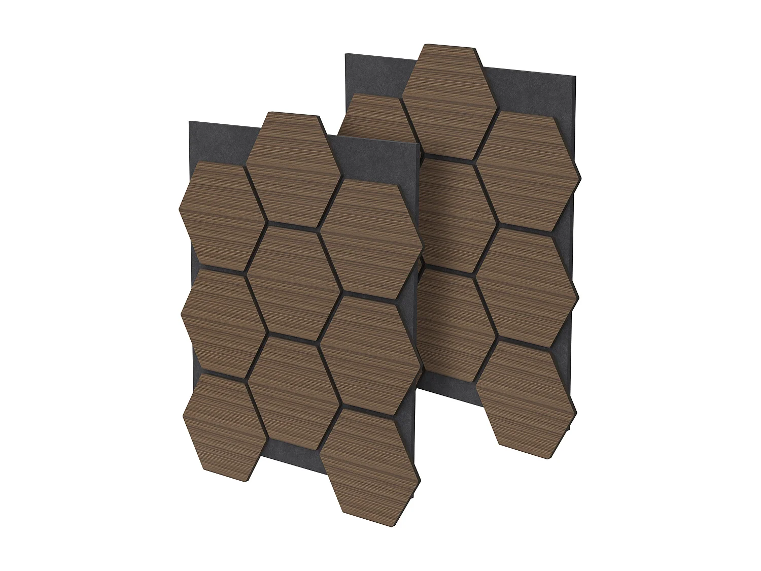 ML-Design 2x Pannelli acustici esagonali marrone 66 x 81 x 2 cm per isolamento sonoro pareti porte soffitti decorazione ambienti uffici studi interni