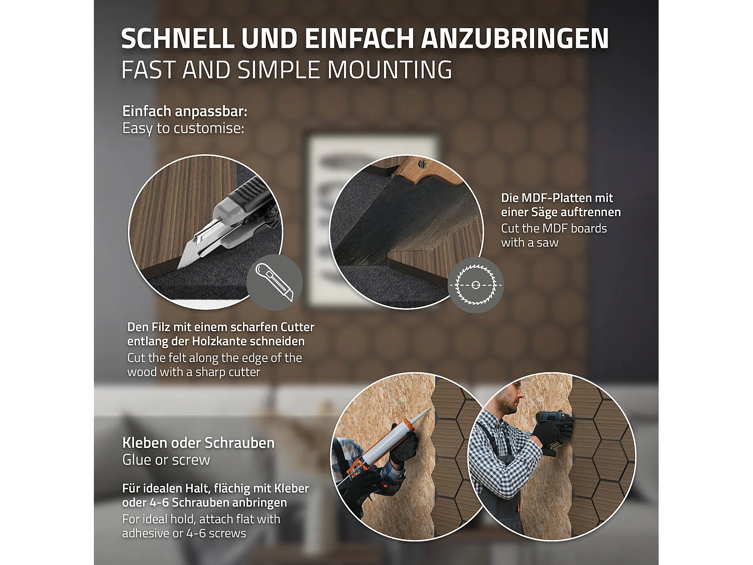 ML-Design 2x Pannelli acustici esagonali marrone 66 x 81 x 2 cm per isolamento sonoro pareti porte soffitti decorazione ambienti uffici studi interni