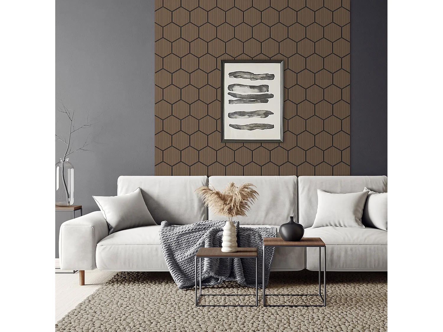 ML-Design 2x Pannelli acustici esagonali marrone 66 x 81 x 2 cm per isolamento sonoro pareti porte soffitti decorazione ambienti uffici studi interni