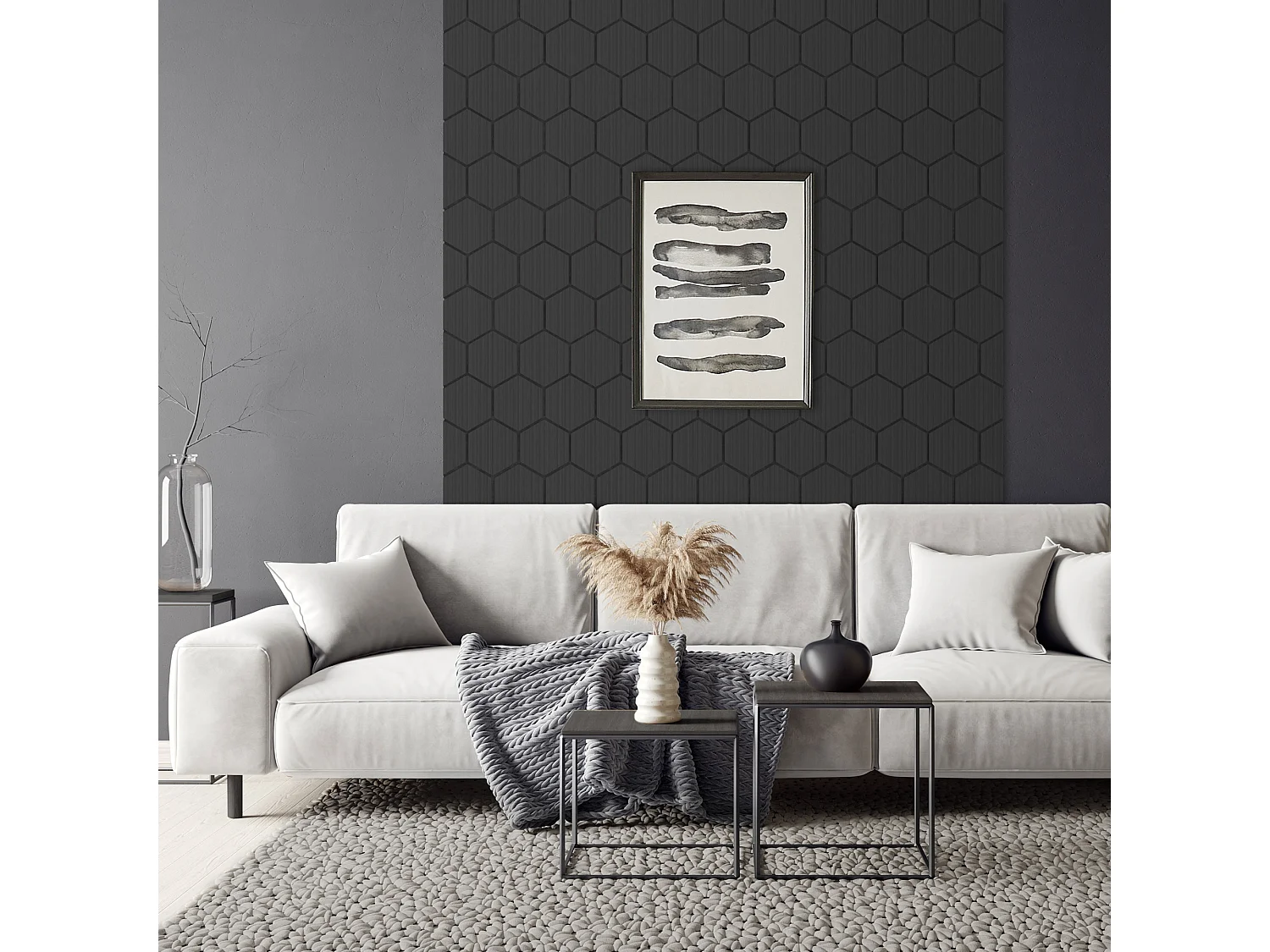 Lot de 2 panneaux acoustiques 66x81x2cm 1m² motif bois noir hexagonal MDF isolation sonore dalle phonique insonorisante cloisons murales anti-bruit