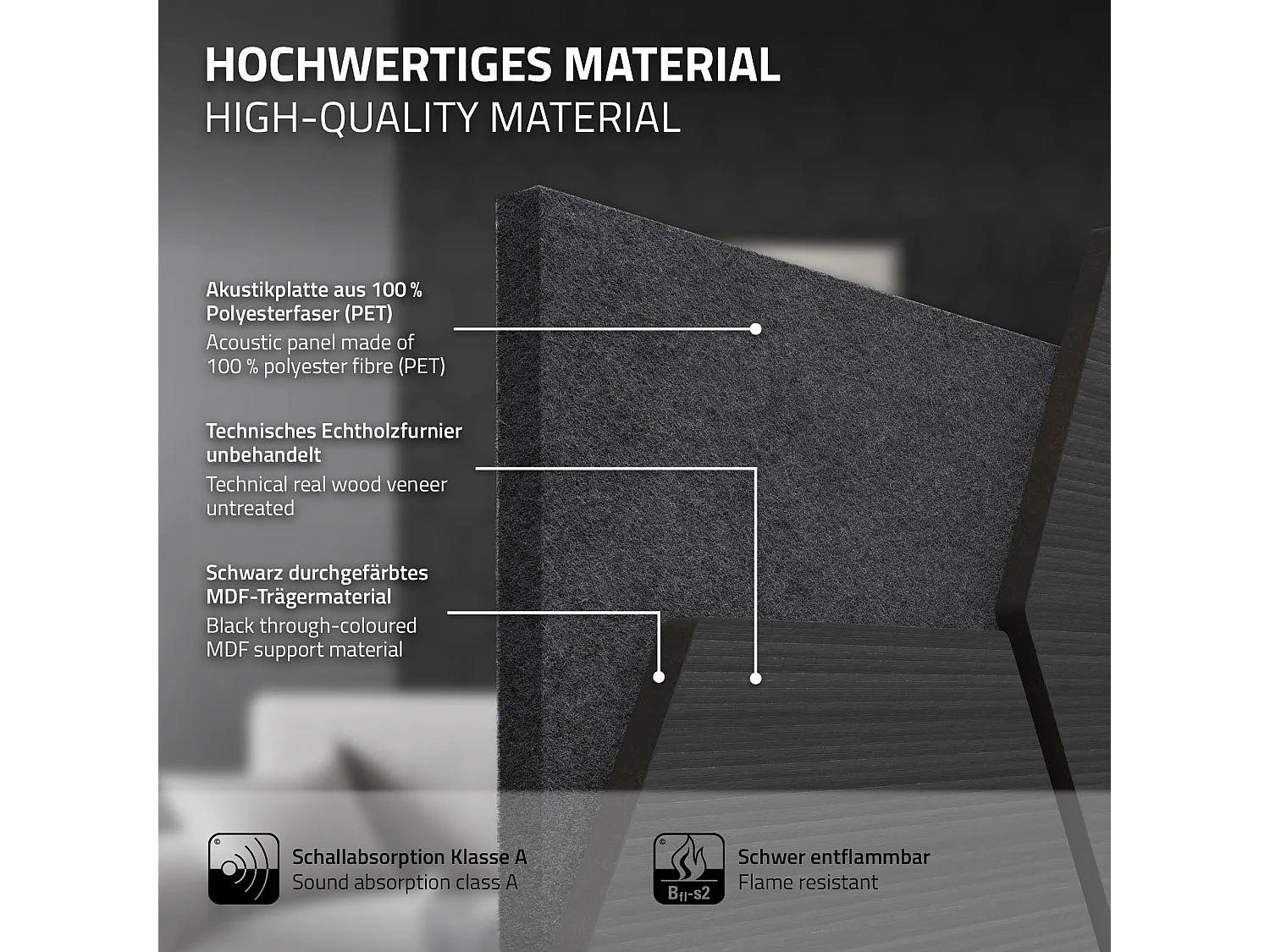 Lot de 2 panneaux acoustiques 66x81x2cm 1m² motif bois noir hexagonal MDF isolation sonore dalle phonique insonorisante cloisons murales anti-bruit