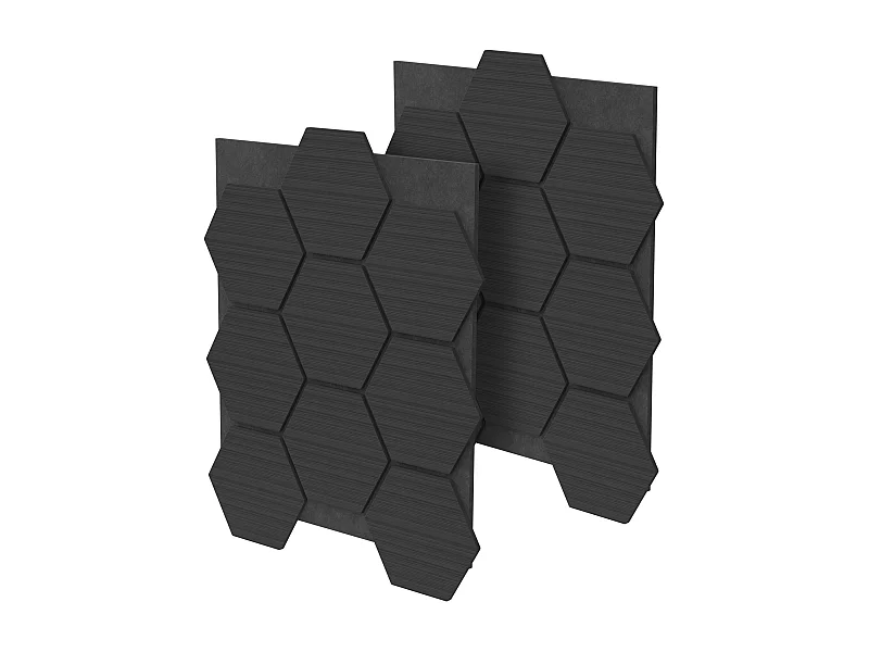 ML-Design 2x Pannelli acustici esagonali nero 66 x 81 x 2 cm per isolamento sonoro pareti porte soffitti decorazione ambienti uffici studi interni