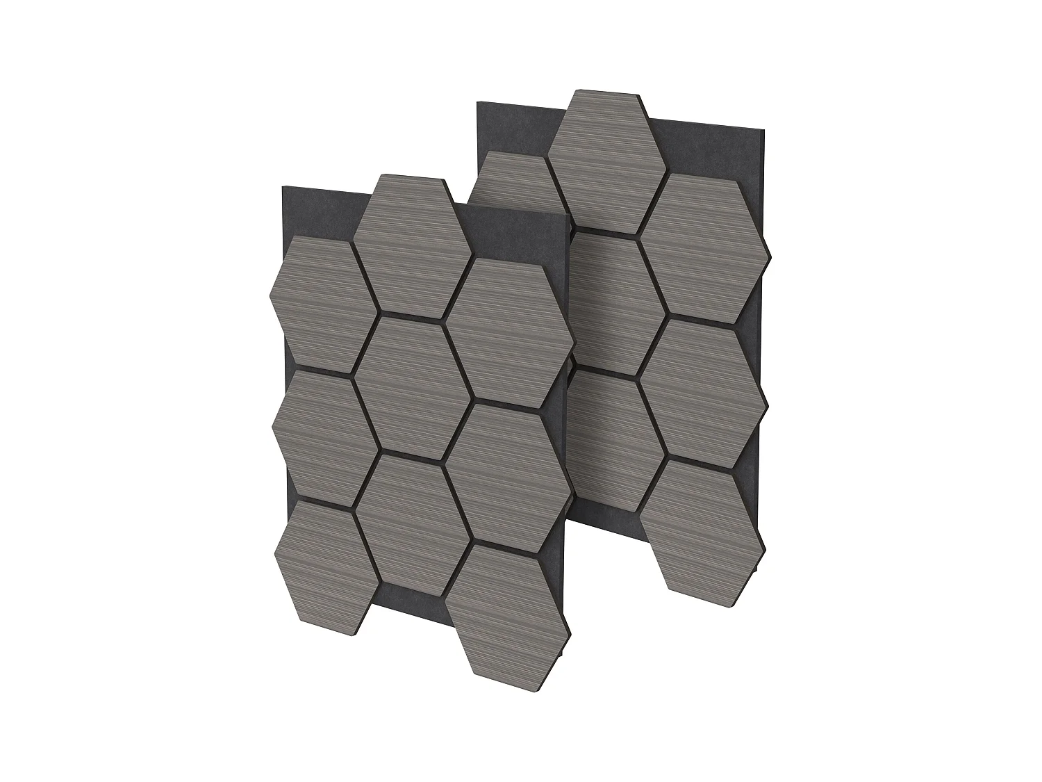 Lot de 2 panneaux acoustiques 66x81x2cm 1m² motif bois gris hexagonal MDF isolation sonore dalle phonique insonorisante cloisons murales anti-bruit