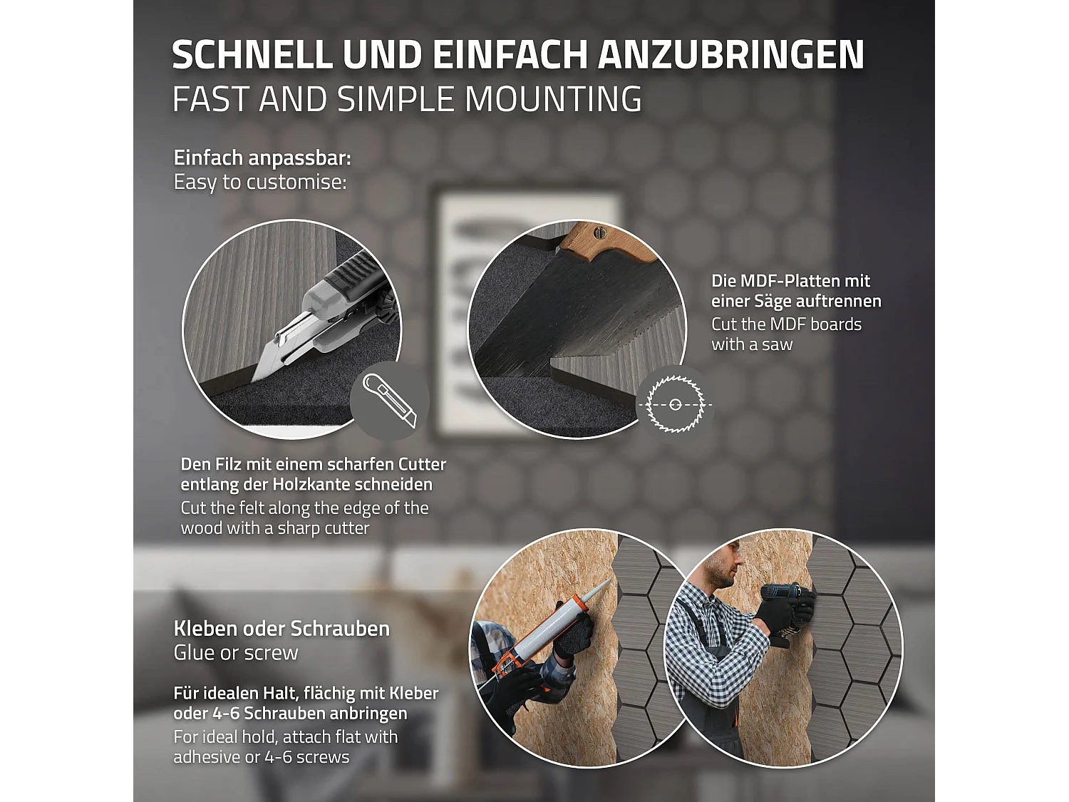 Lot de 2 panneaux acoustiques 66x81x2cm 1m² motif bois gris hexagonal MDF isolation sonore dalle phonique insonorisante cloisons murales anti-bruit