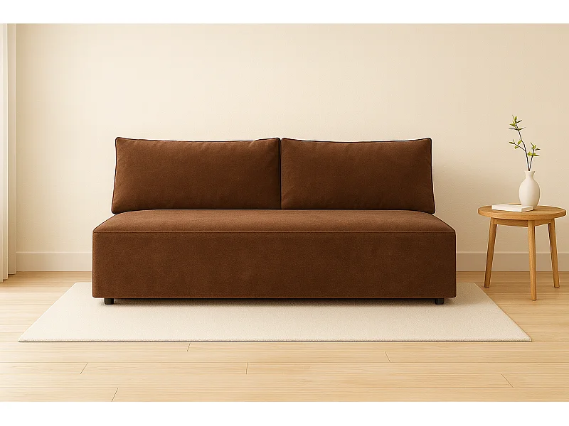 Schlafsofa mit Bettkasten DUO, Stoff Salvador, Dunkelbraun