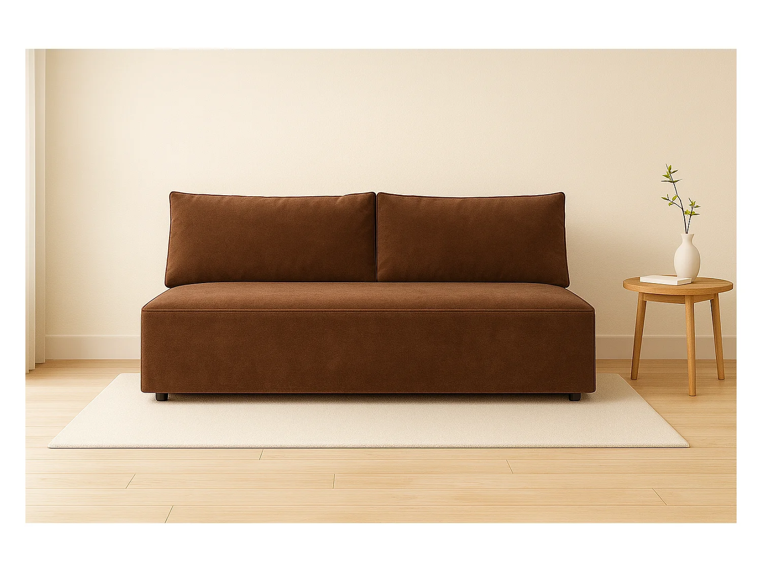 Canapé-lit avec coffre de lit DUO, tissu Salvador, marron foncé