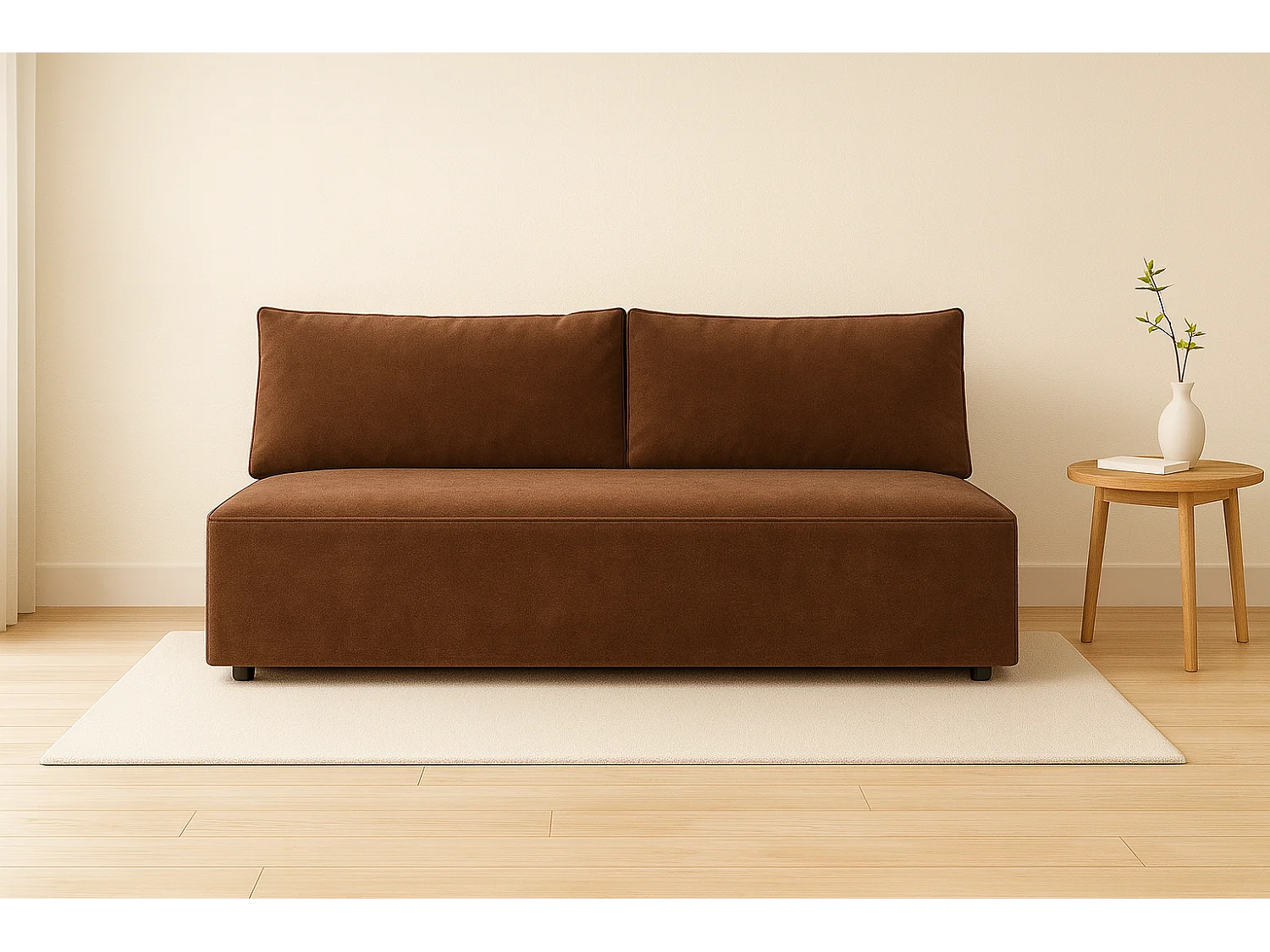 Canapé-lit avec coffre de lit DUO, tissu Salvador, marron foncé