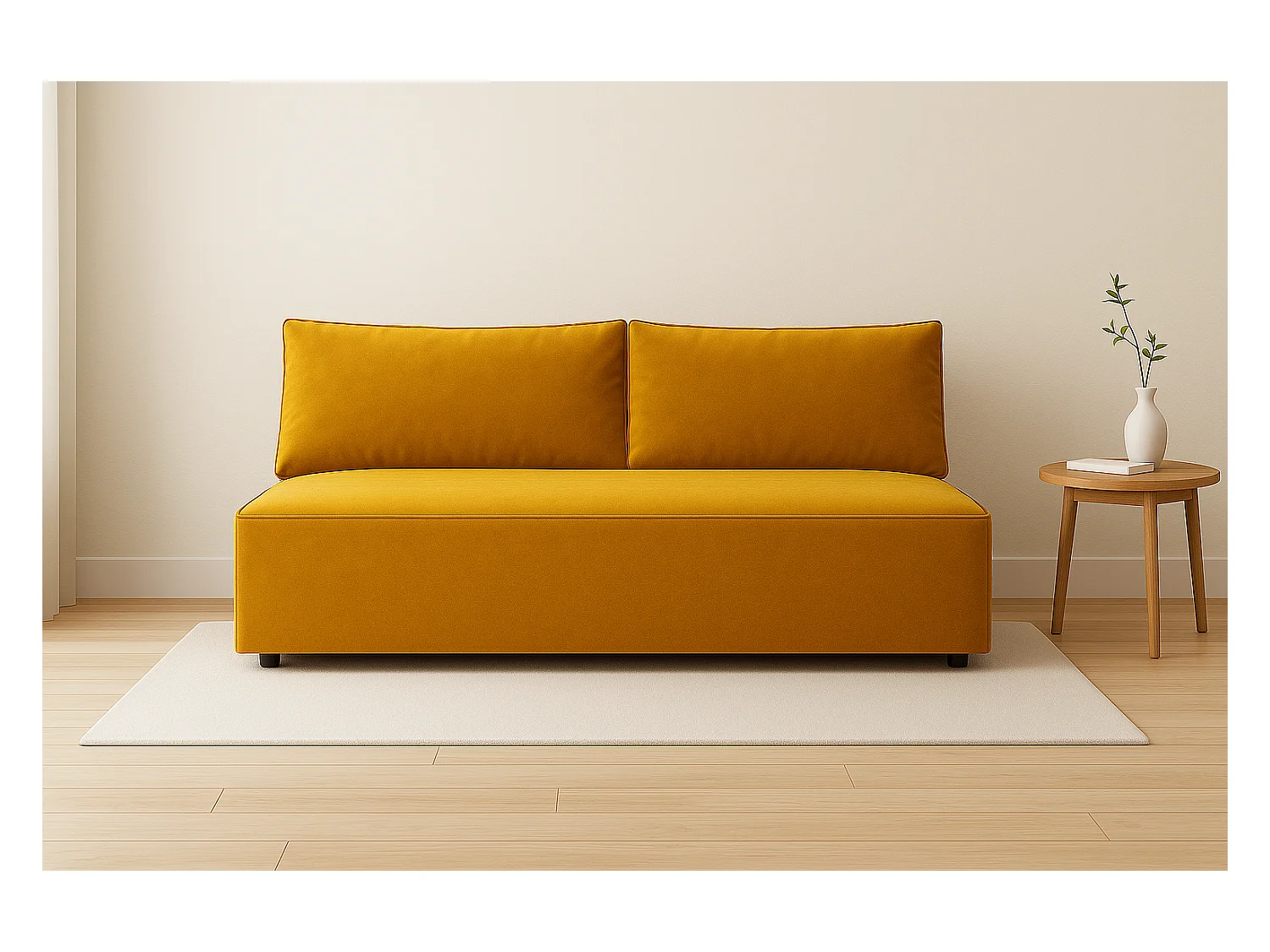 Canapé-lit avec coffre de lit DUO, tissu Salvador, jaune