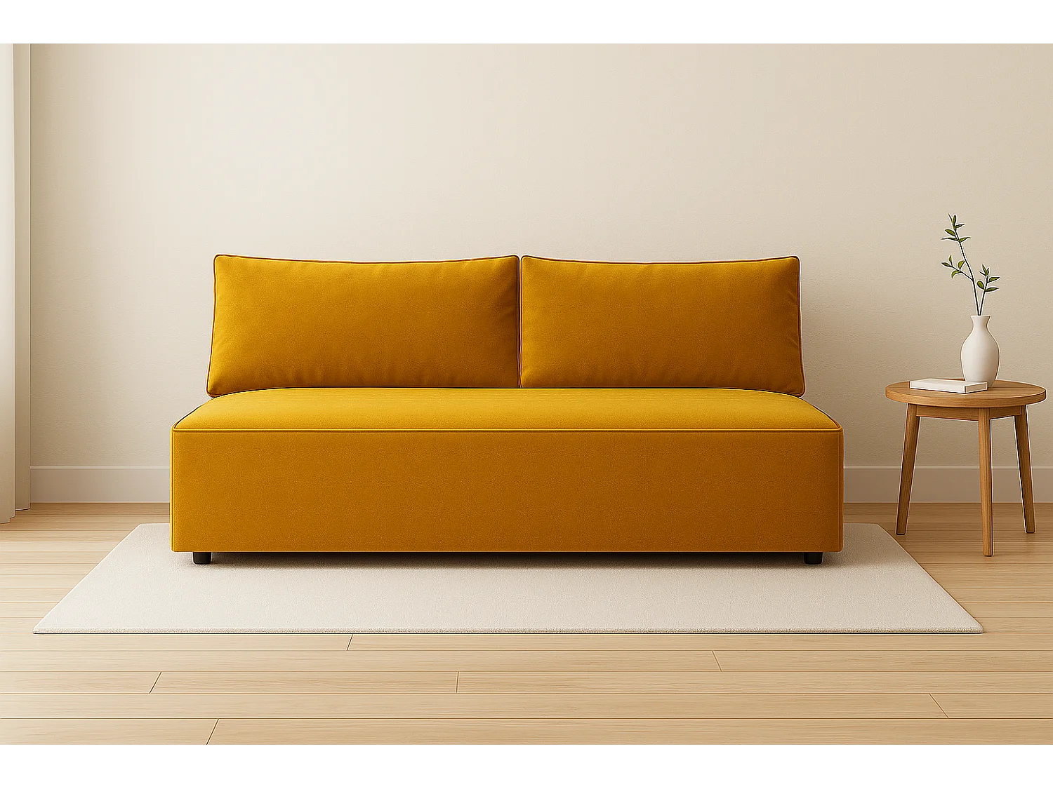 Canapé-lit avec coffre de lit DUO, tissu Salvador, jaune