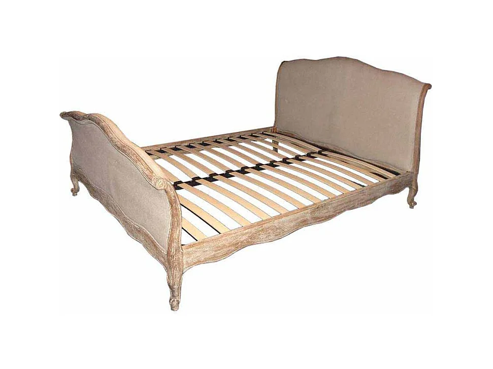 Vintage Bett in Creme Weiß Eiche antik mit Lattenrost