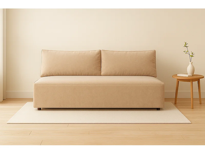 Schlafsofa mit Bettkasten DUO, Stoff Salvador, Beige