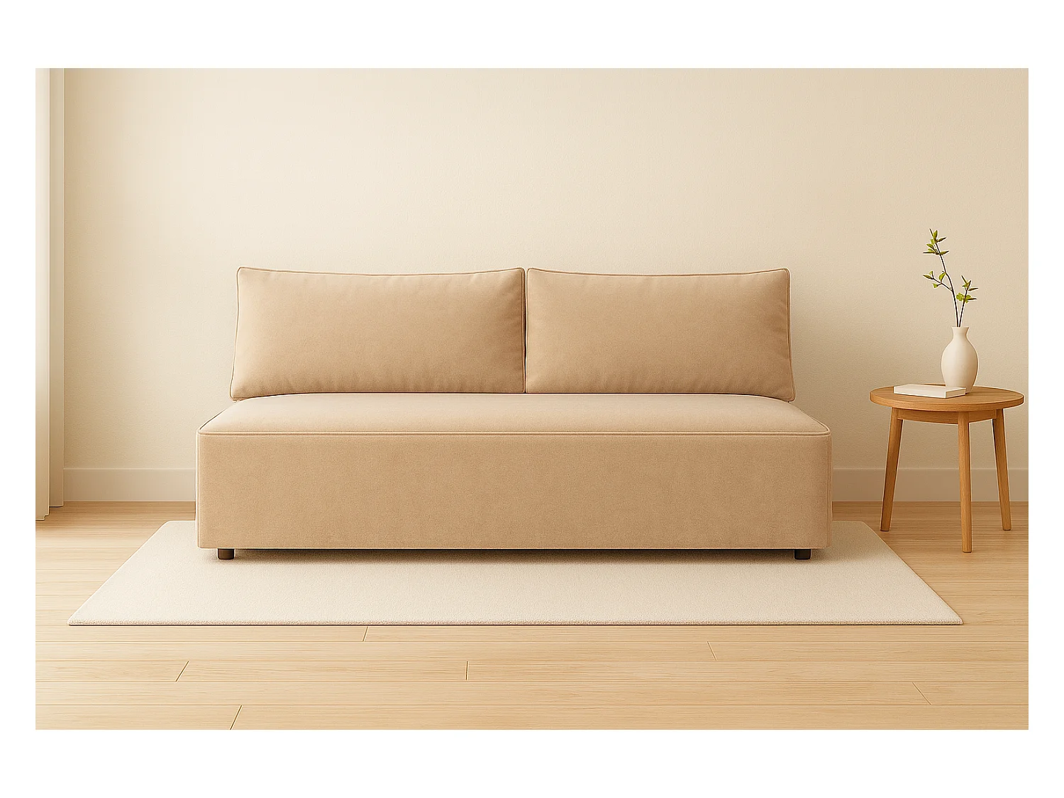Schlafsofa mit Bettkasten DUO, Stoff Salvador, Beige