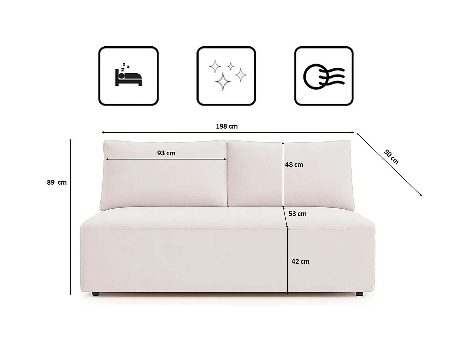 Canapé-lit avec coffre de lit DUO, tissu Salvador, gris clair