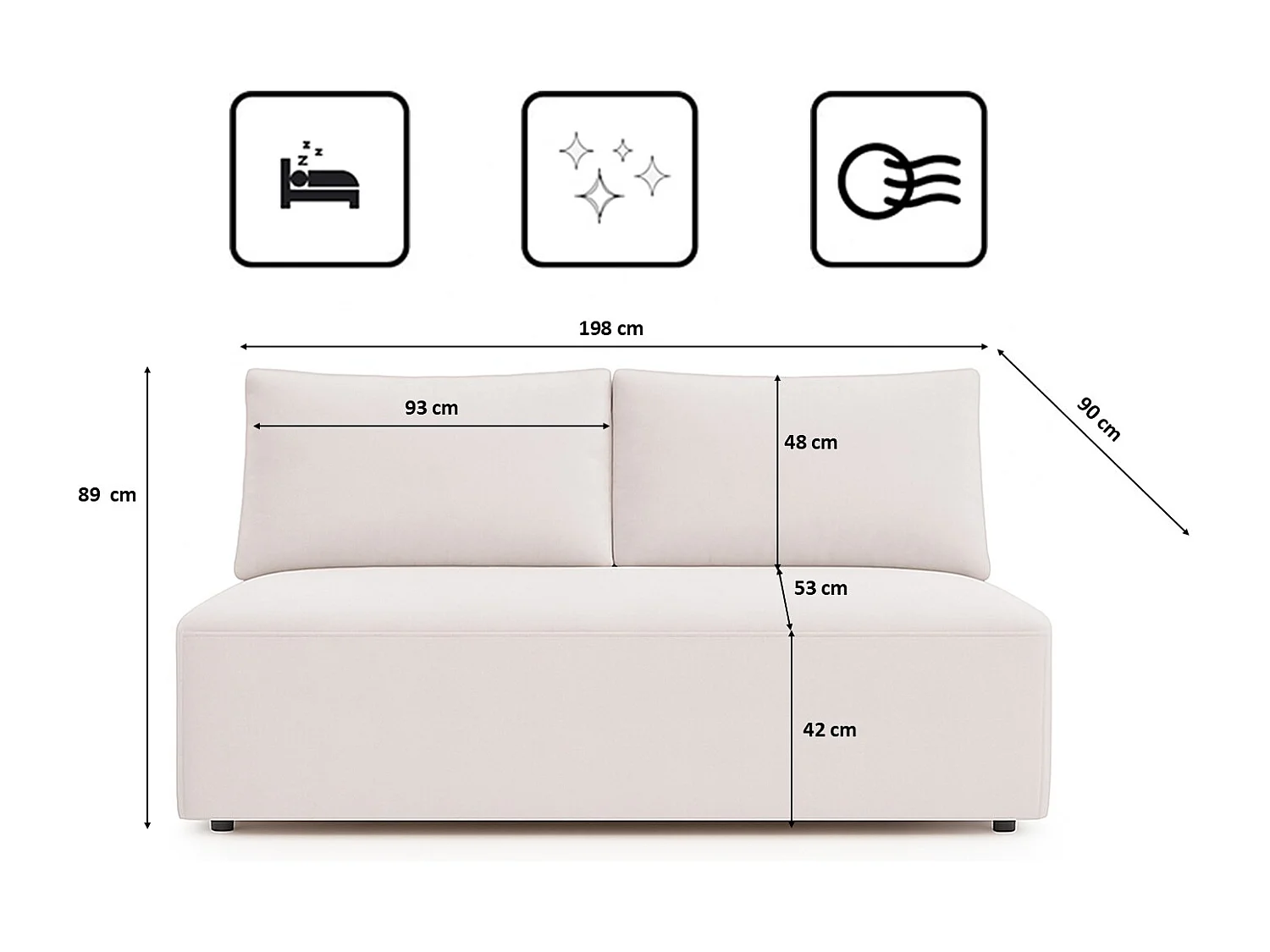 Canapé-lit avec coffre de lit DUO, tissu Salvador, gris clair