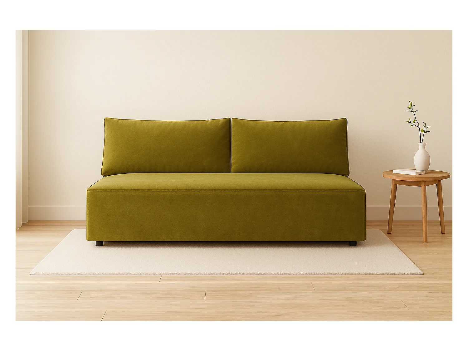 Schlafsofa mit Bettkasten DUO, Stoff Salvador, Olive