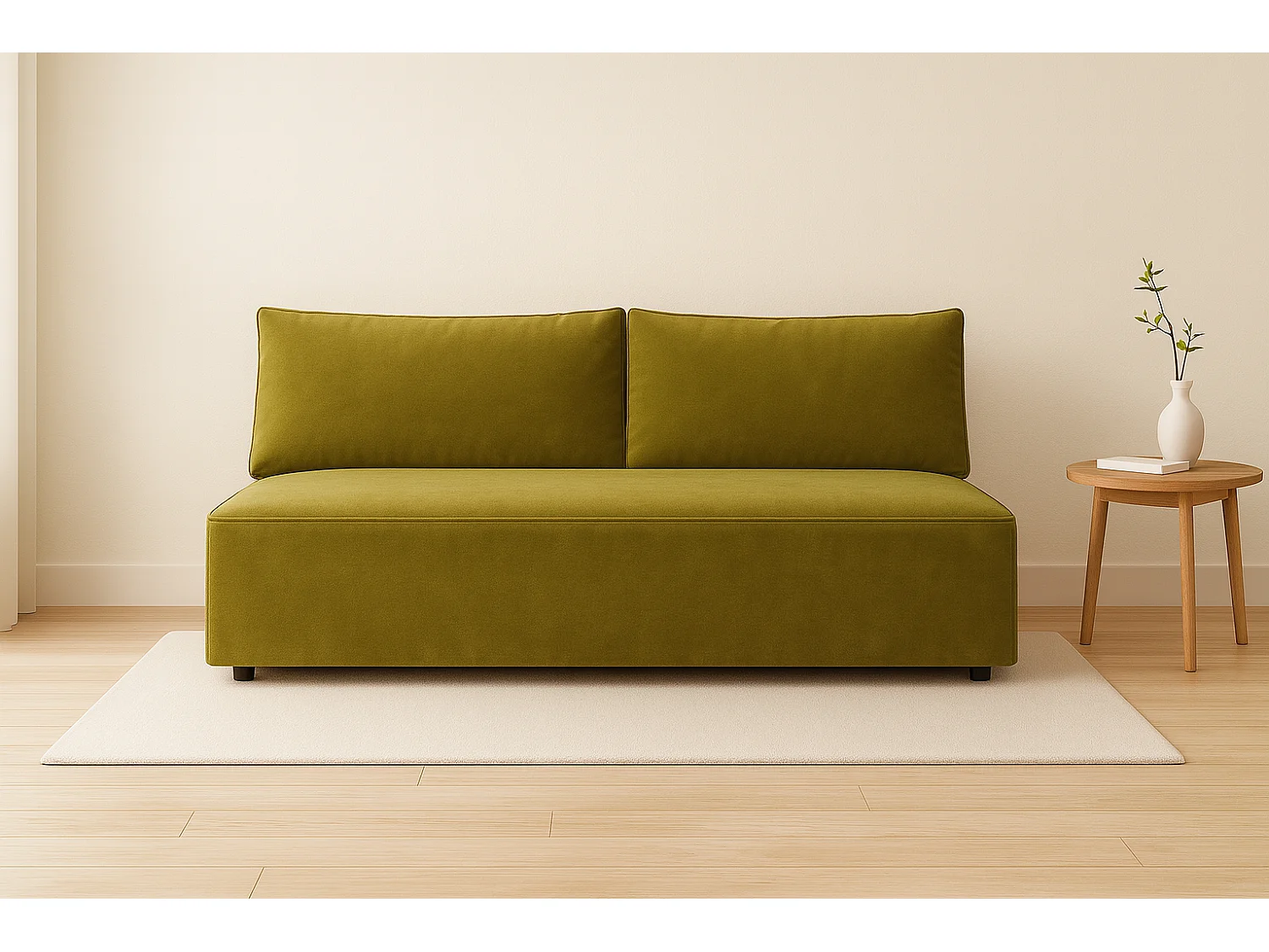 Canapé-lit avec coffre de lit DUO, tissu Salvador, olive