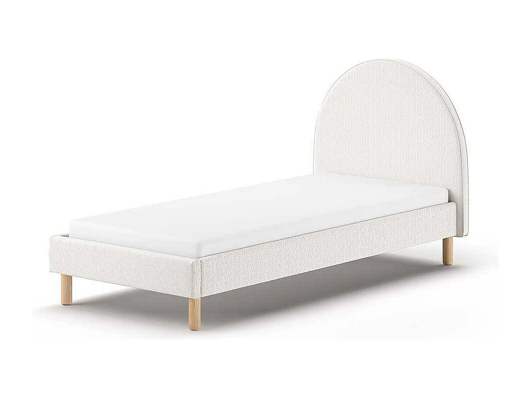 Weißes Polsterbett im Skandi Design Boucle Stoff