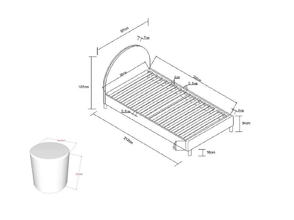 Weißes Polsterbett im Skandi Design Boucle Stoff