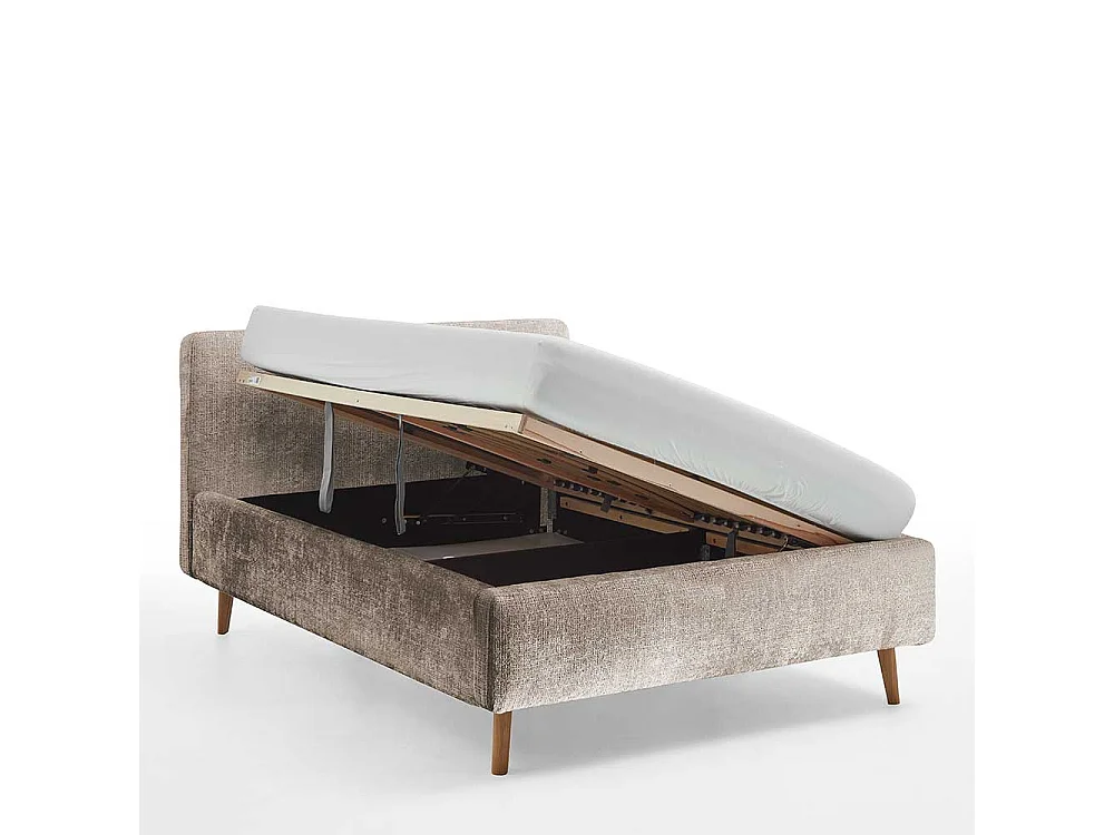 Polsterbett Beige Boucle 140x200 cm inklusive Lattenrost