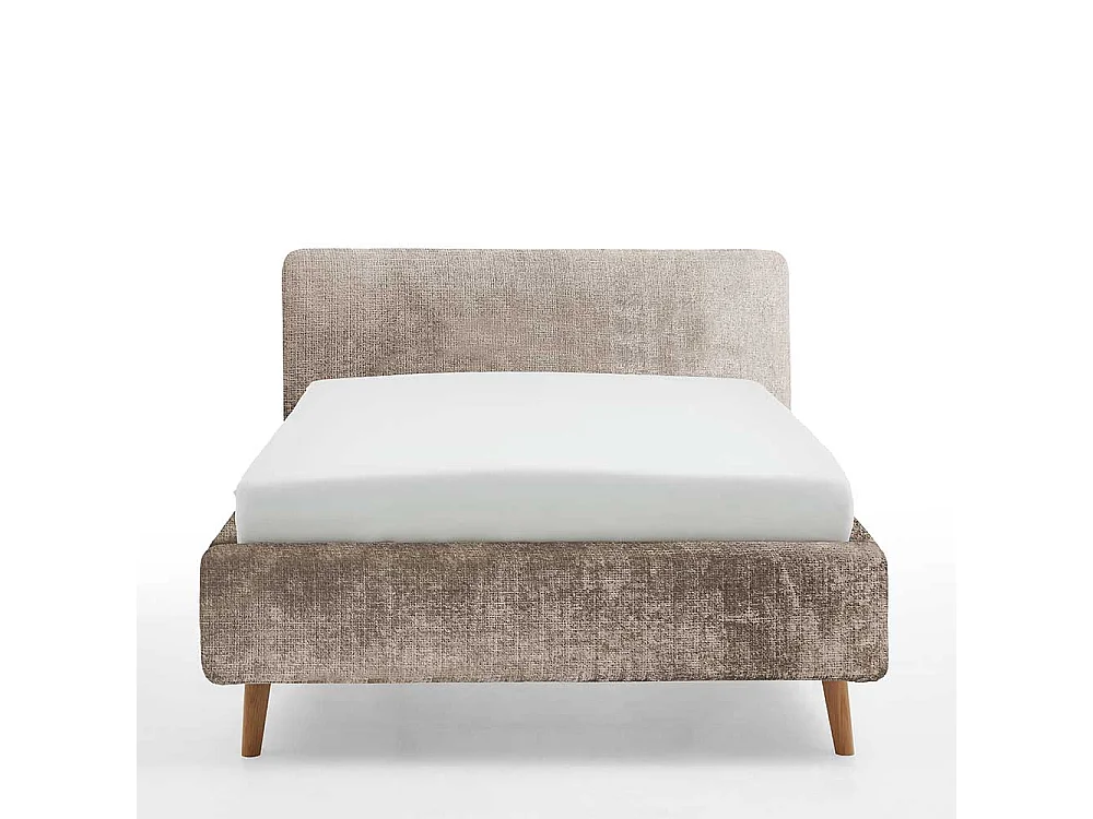 Polsterbett Beige Boucle 140x200 cm inklusive Lattenrost