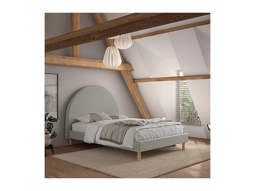 Polsterbettgestell grau im Skandi Design 147 cm breit