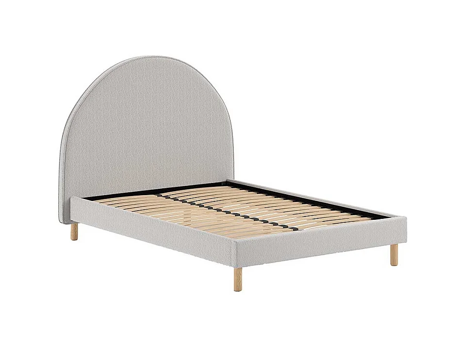 Polsterbettgestell grau im Skandi Design 147 cm breit