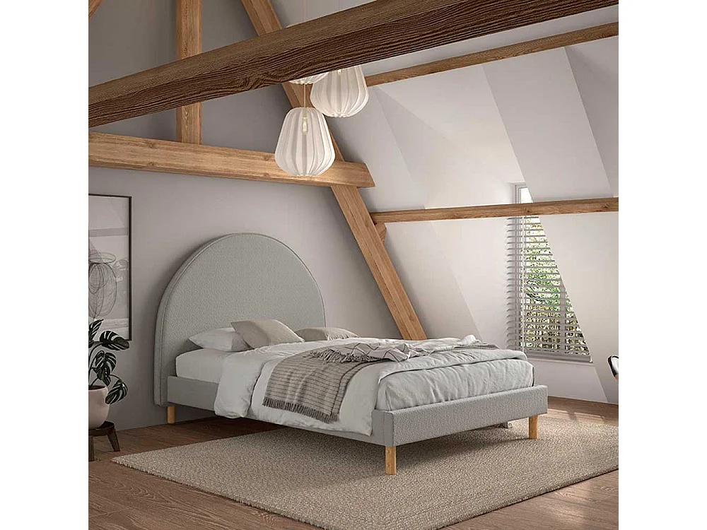 Polsterbettgestell grau im Skandi Design 147 cm breit