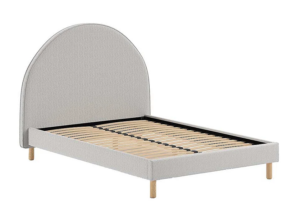 Polsterbettgestell grau im Skandi Design 147 cm breit