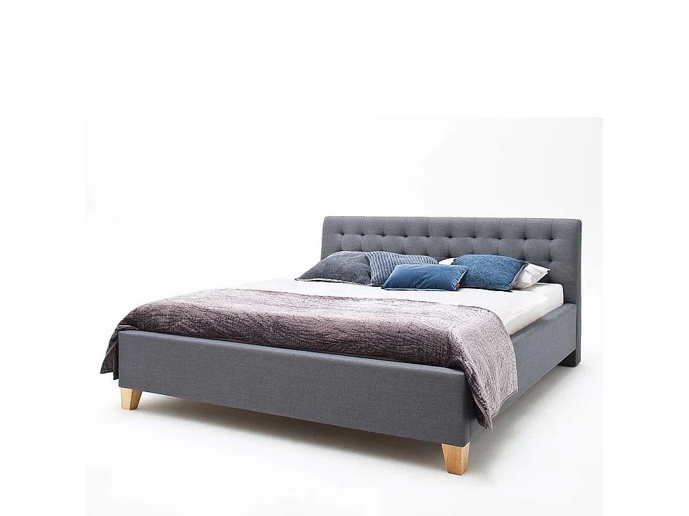 Polsterbett in Grau Webstoff 220 cm tief