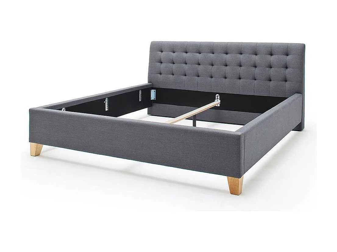 Polsterbett in Grau Webstoff 220 cm tief