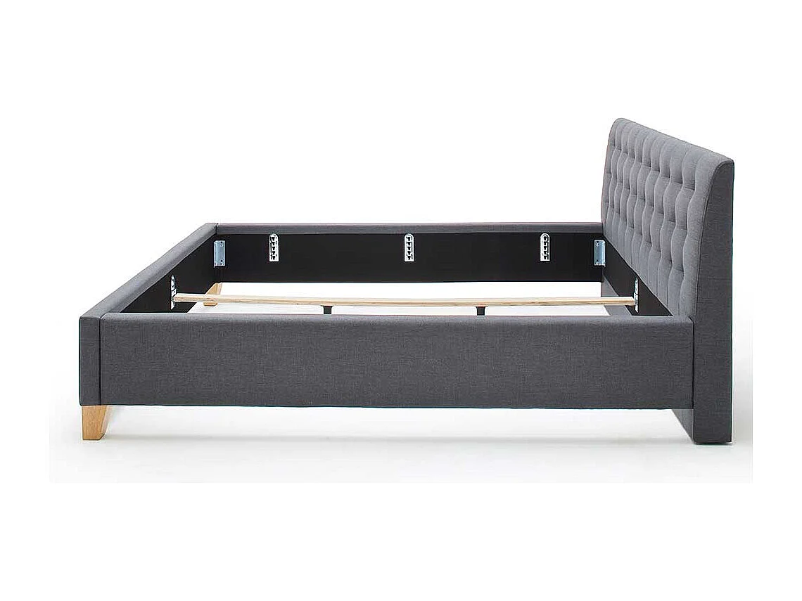 Polsterbett in Grau Webstoff 220 cm tief