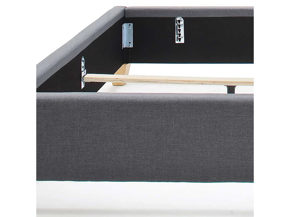 Polsterbett in Grau Webstoff 220 cm tief