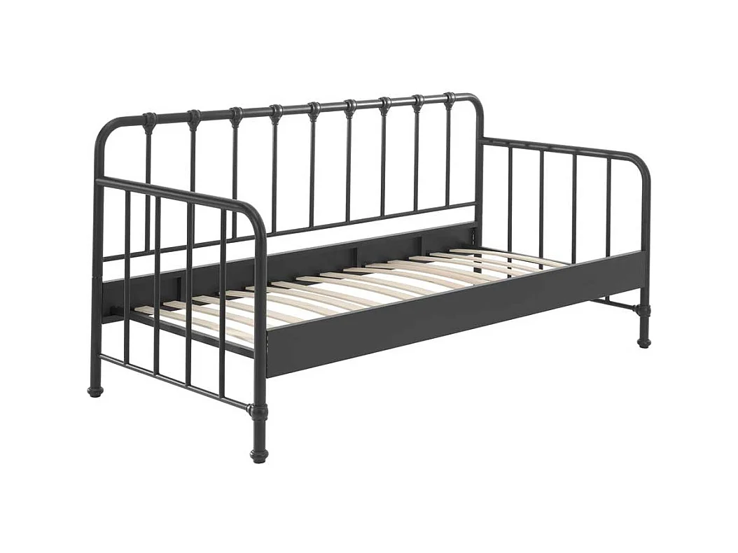 Retro Einzelbett aus Eisen Schwarz pulverbeschichtet