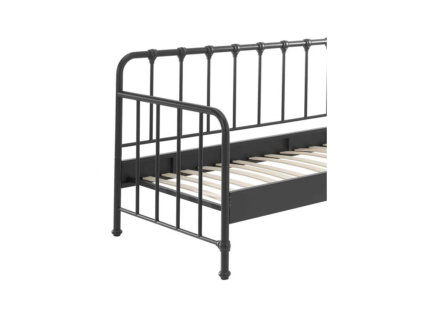 Retro Einzelbett aus Eisen Schwarz pulverbeschichtet