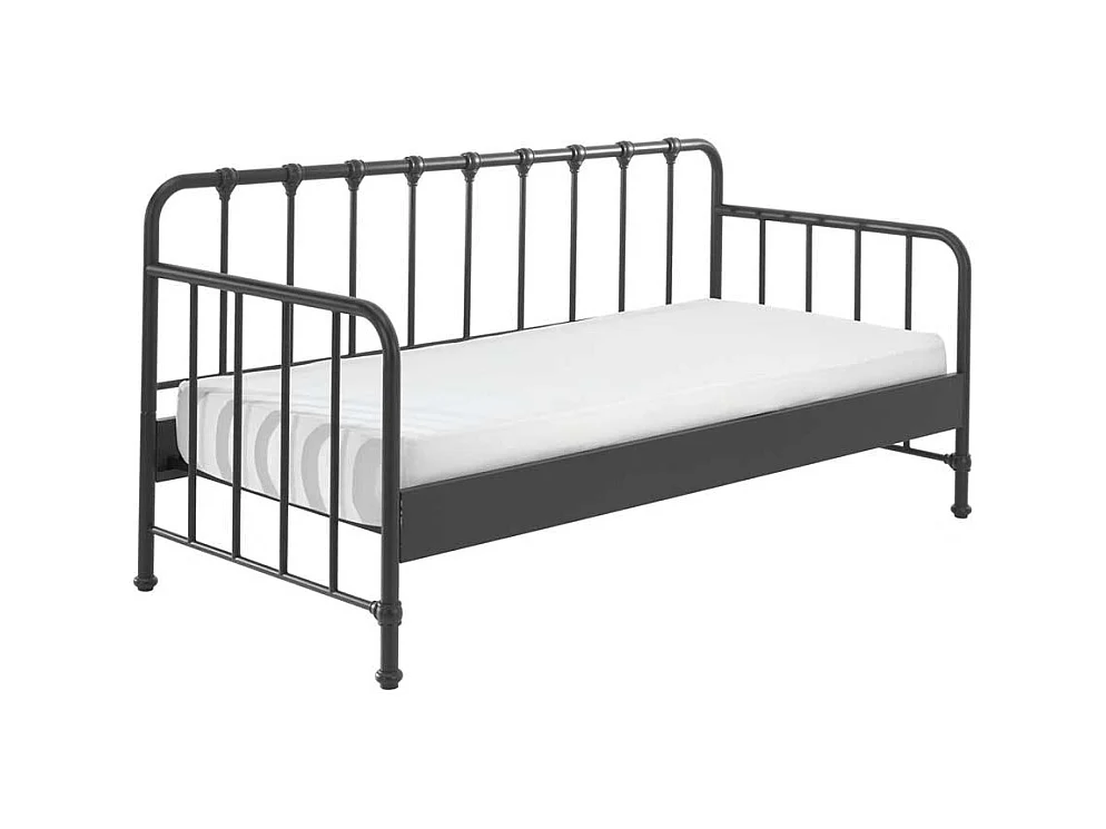 Retro Einzelbett aus Eisen Schwarz pulverbeschichtet