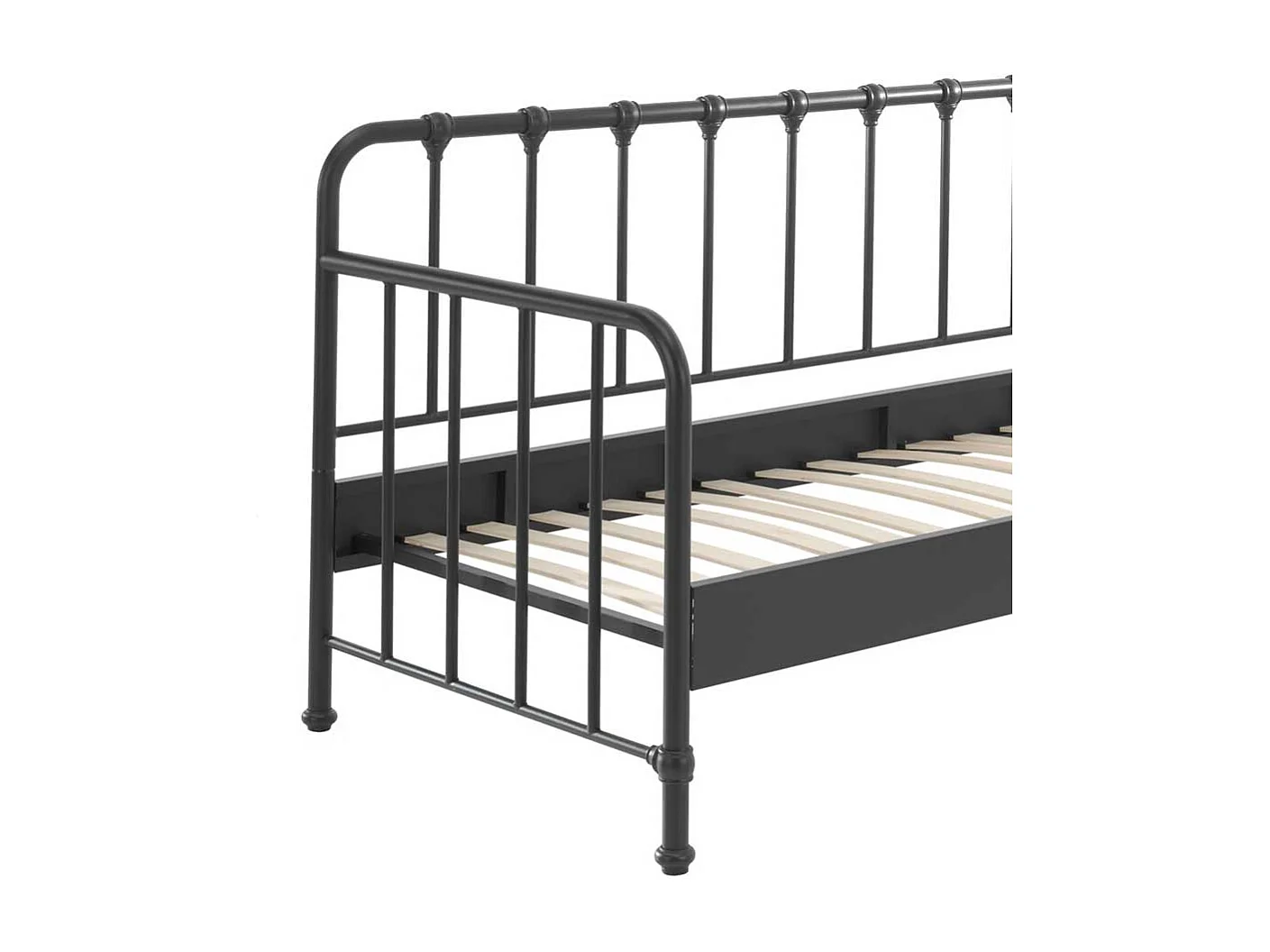 Retro Einzelbett aus Eisen Schwarz pulverbeschichtet