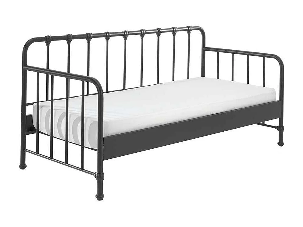 Retro Einzelbett aus Eisen Schwarz pulverbeschichtet