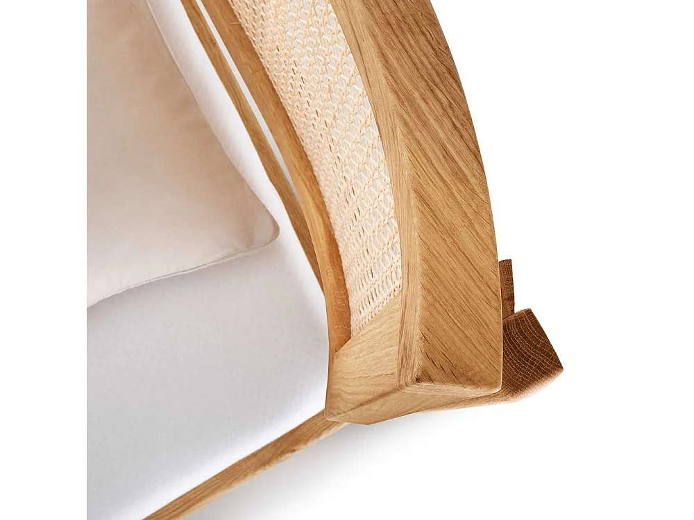 Massivholzbettgestell mit Rattan im Skandi Design 140x200 cm Liegefläche