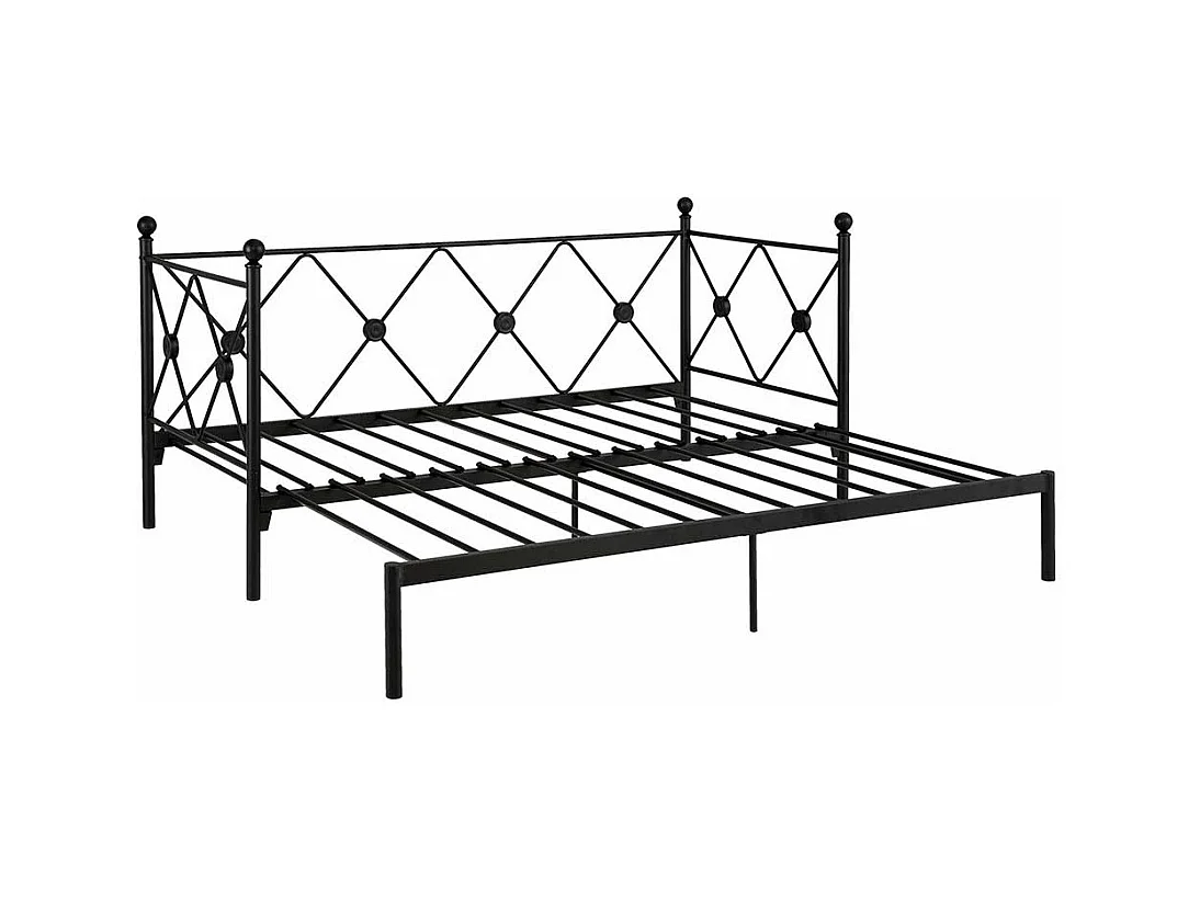 Vintage Metall Bett in Schwarz 28 cm Einstiegshöhe