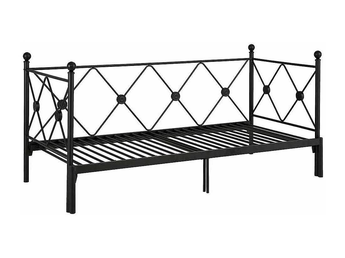 Vintage Metall Bett in Schwarz 28 cm Einstiegshöhe