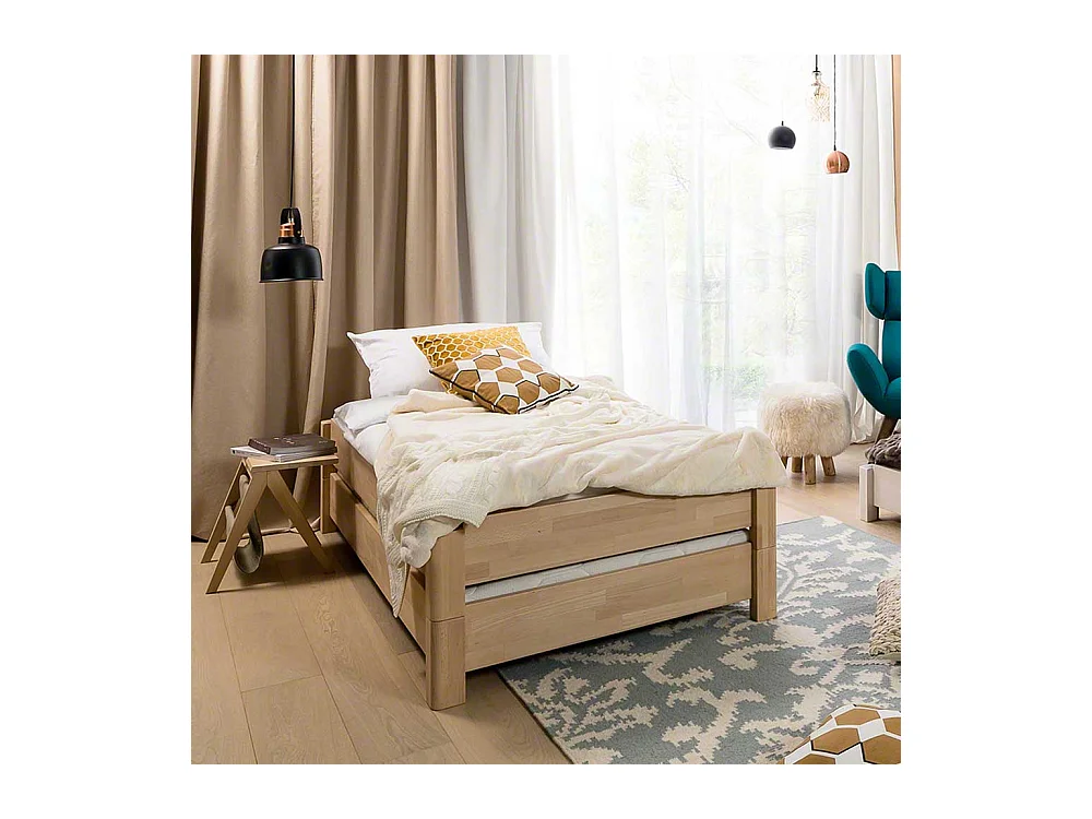 Stapelbares Bett aus Buche Massivholz geölt (zweiteilig)